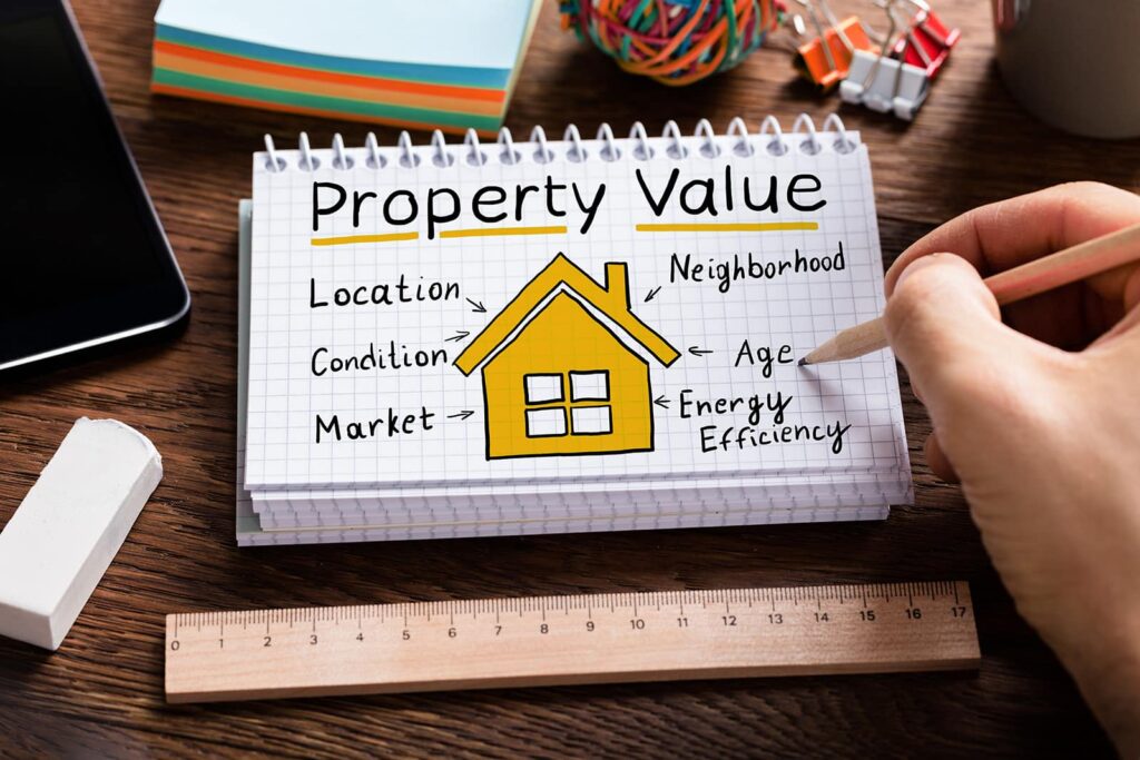 Real estate appraiser assessing a home's property value