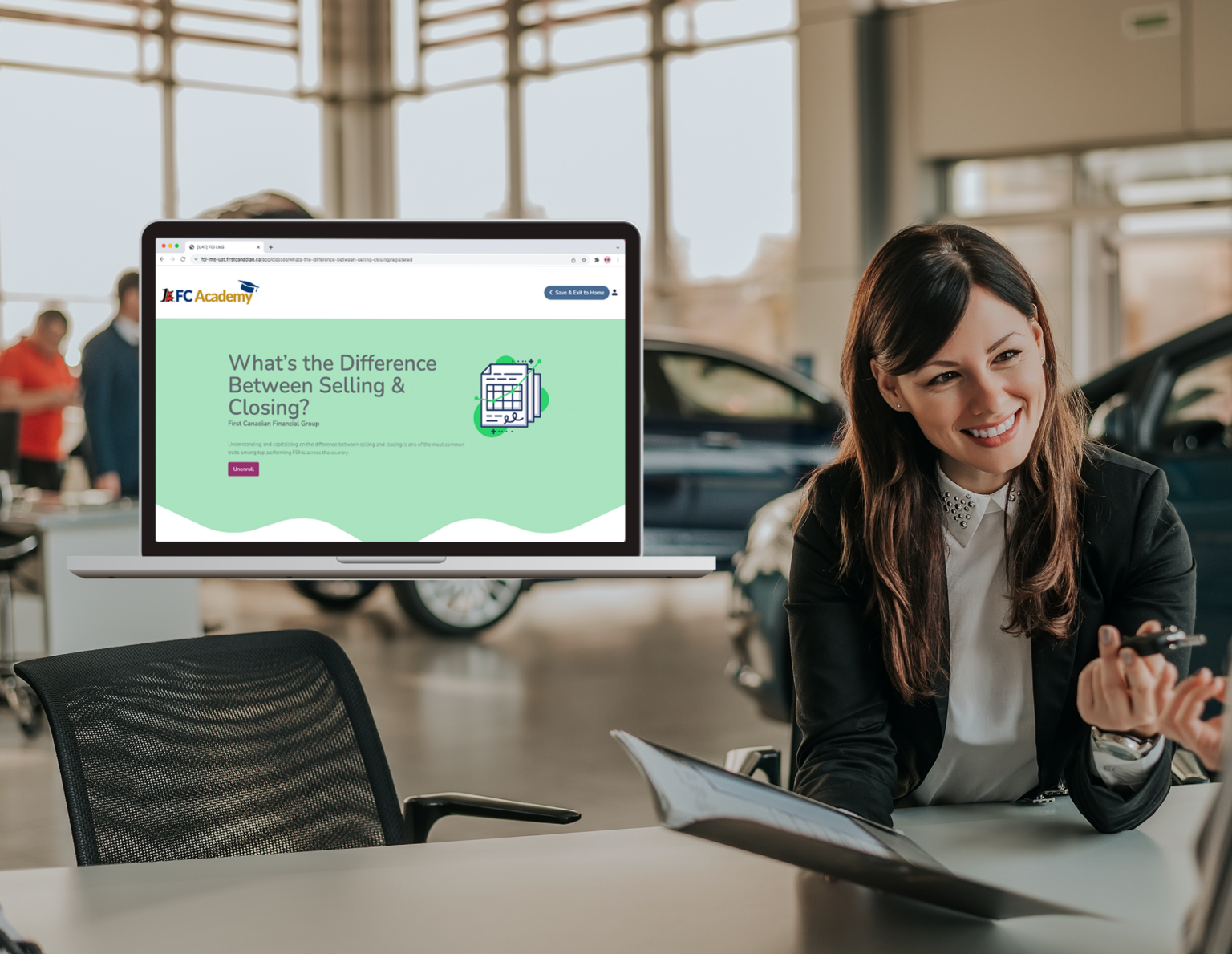 desktop showcasing first canadians learning management platform